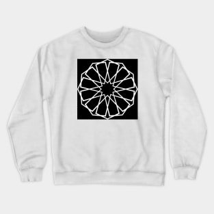 White Islamic Geometric Pattern Stars on Black Background Crewneck Sweatshirt